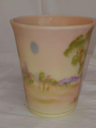 Fenton Burmese Art Glass Vase.  Rare Signed Fenton Hand Painted M.  Kibbe 5