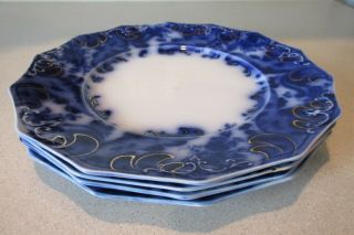 4 Grindley Argyle Flow Blue Plates 8.  5 "