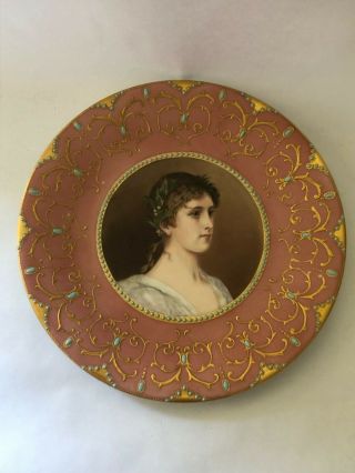 Wg & Co William Guerin Limoges France Woman Laurel 9” Portrait Plate 1891 - 1932