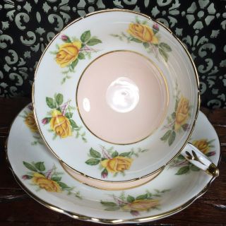 Lovely Peach Pink with Yellow Roses Paragon Tea Cup and Saucer Set Teacup 4