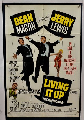 Living It Up Movie Poster (fine -) One Sheet 1965 Folded Jerry Lewis 4347