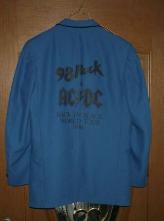 1980 Ac/dc & 98 Rock " Back In Black World Tour " Tuxedo Type Crew Jacket Nr