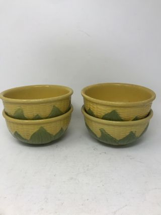 Set Of 4 Vintage Shawnee Pottery Corn King Pattern No.  6 Ceramic 3”x6” Bowls