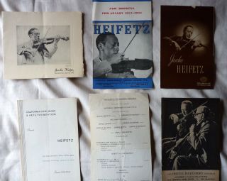 Six Violin - Jascha Heifetz - Flyers And Concert Programs - 1938 - 1962