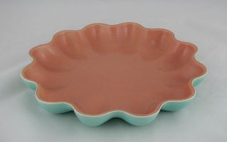 Catalina Pottery Saguaro Round Low Bowl,  C - 262,  Coral/green,  10 1/2 " Dia