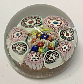 Vintage Murano Fratelli Toso Glass Paperweight Millefiori Italy Label