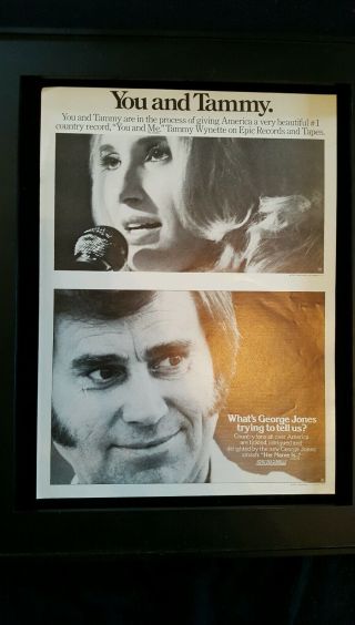 George Jones Tammy Wynette Rare Promo Poster Ad Framed