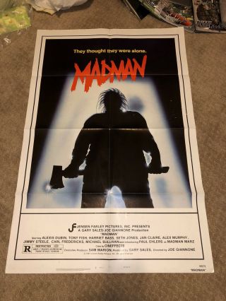 Madman One Sheet Theatrical Movie Poster 27x41 Vintage Horror Film Folded