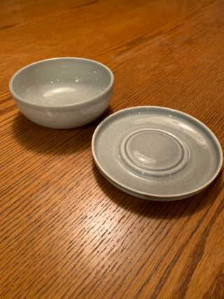 Russel Wright American Modern Steubenville Bowl And Saucer Set In Granite Grey