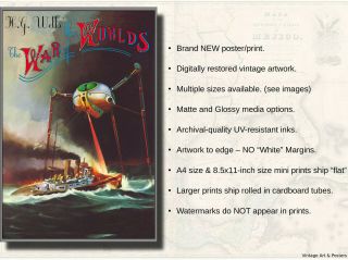 War of the Worlds Vintage Film Movie Poster [6 sizes matte,  glossy available] 3