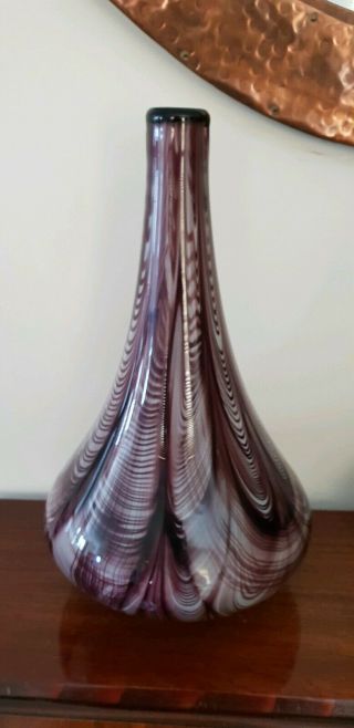 Art Glass Purple Swirl Large Heavy Vase