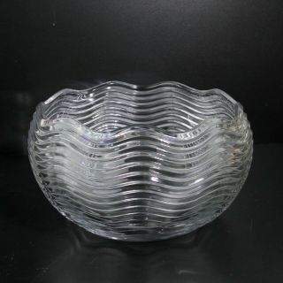 RARE VINTAGE DUNCAN MILLER WAVY RIPPLED GLASS PUNCH BOWL SET W/ SIX CUPS & TRAY 4