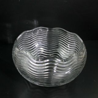RARE VINTAGE DUNCAN MILLER WAVY RIPPLED GLASS PUNCH BOWL SET W/ SIX CUPS & TRAY 5