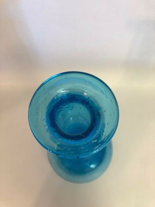 Vintage Hand - Brown Blue Mid Century Modern Glass Bulb Vase 12” 2