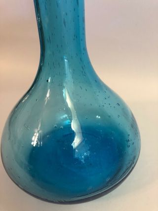 Vintage Hand - Brown Blue Mid Century Modern Glass Bulb Vase 12” 3