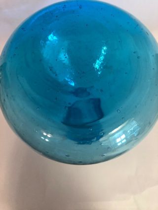 Vintage Hand - Brown Blue Mid Century Modern Glass Bulb Vase 12” 4