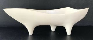 Vintage Pottery Usa Mcm Planter Bowl Footed Boat Mid Century Modern Matte White