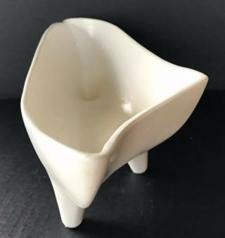 Vintage Pottery USA MCM Planter Bowl Footed Boat Mid Century Modern Matte White 5