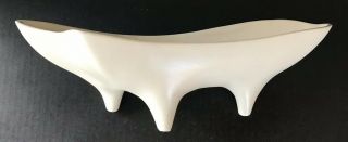 Vintage Pottery USA MCM Planter Bowl Footed Boat Mid Century Modern Matte White 6