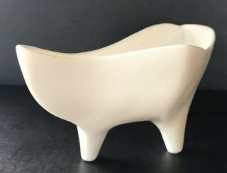 Vintage Pottery USA MCM Planter Bowl Footed Boat Mid Century Modern Matte White 8