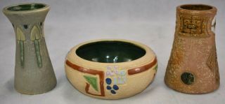 Vintage and Roseville Pottery Mostique Arts and Crafts Vases and Bowl 2