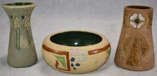 Vintage and Roseville Pottery Mostique Arts and Crafts Vases and Bowl 3