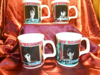 The Beatles Rare Complete Set Of 4 Coffee Mugs 1991 10 Oz.  Paul George John Ringo
