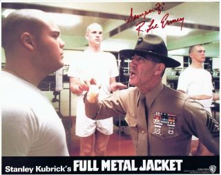 R Lee Ermey Signed Full Metal Jacket 8x10 W/ Gunny With Pyle 