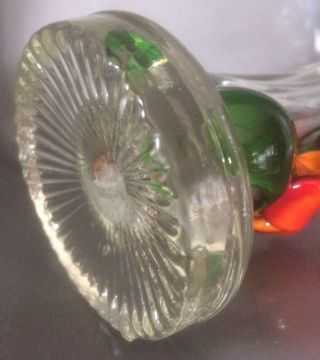 Vintage MURANO Art - Glass Trumpet Vase with Applied Glass Flowers and Stem 7