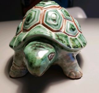 Hjorth pottery Turtle Denmark EUC Vintage Green 2