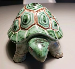 Hjorth pottery Turtle Denmark EUC Vintage Green 3