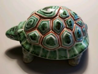 Hjorth pottery Turtle Denmark EUC Vintage Green 8