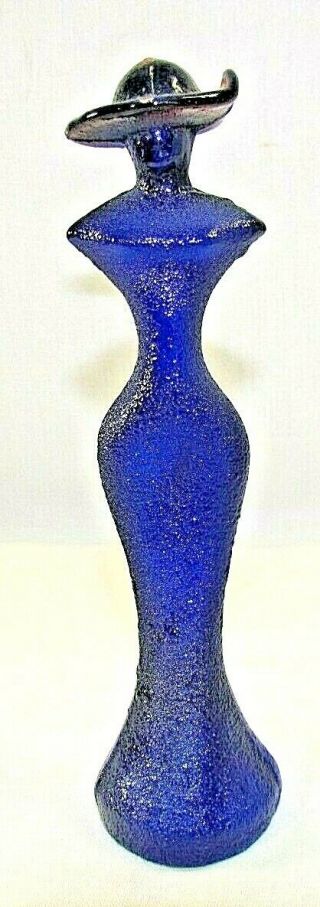 Kosta Boda Signed & Numbered Catwalk Art Glass Figurine Blue Women Red Hat (w1)