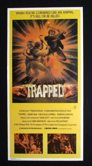 Trapped / Killer Instinct 1982 Australian Daybill Movie Poster Horror Rednecks