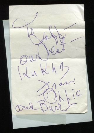 Kukla,  Fran,  Ollie And Burr Signed Album Page From 1980 Autographed Vintage