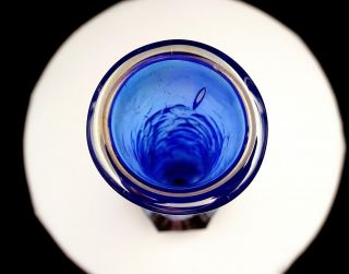 BLENKO ART GLASS ARTIST SIGNED BLUE IRIDESCENT CRACKLE 11 3/8 