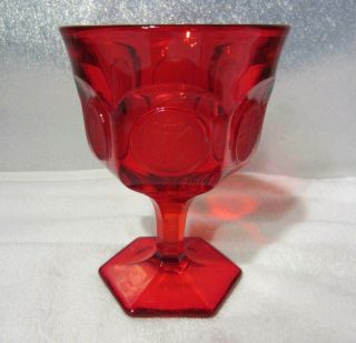 3 Vintage Fostoria Coin Glass Ruby Red Champagne Tall Sherbet Glass 5 1/4 "