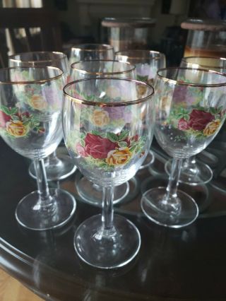 Set Of 8 Royal Albert Old Country Roses 7 1/4 Inch 12 Ounce Wine Glass/goblet