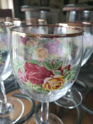 Set of 8 Royal Albert Old Country Roses 7 1/4 inch 12 Ounce Wine Glass/Goblet 3