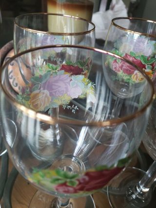 Set of 8 Royal Albert Old Country Roses 7 1/4 inch 12 Ounce Wine Glass/Goblet 6