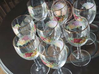 Set of 8 Royal Albert Old Country Roses 7 1/4 inch 12 Ounce Wine Glass/Goblet 7