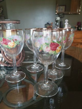 Set of 8 Royal Albert Old Country Roses 7 1/4 inch 12 Ounce Wine Glass/Goblet 8