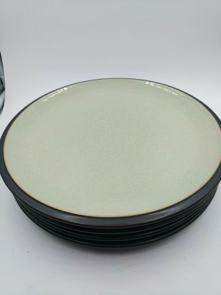 Set Of 4 Denby 10 1/2 Inch Dinner Plates Charcoal & Celadon,