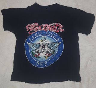 Aerosmith (1990) Pump Tour " Aero - Force - One " Concert T - Shirt L Vtg