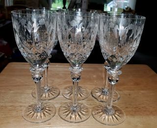 Set Of 6 Rogaska Crystal Queen Pattern Wine Glasses Goblets 7 3/4 "