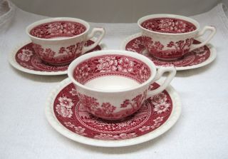 Villeroy & Boch Rusticana Red Flat Cup & Saucer In Great Shape 3 Set 