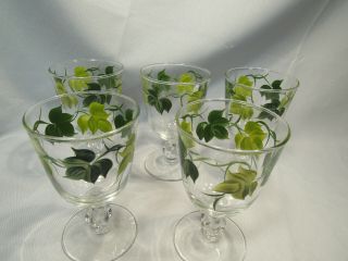 Franciscan Ivy Pattern,  8 Glass Goblets By Libbey.