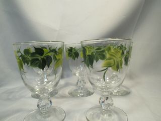 Franciscan Ivy pattern,  8 glass goblets by Libbey. 3