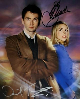 David Tennant & Billie Piper 2x Hand Signed 8x10 Photo W/holo Dr.  Who