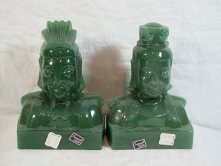 Set Of 2 Imperial Glass Mandarin Empress Cathay Jade Bookends W/orig Tags